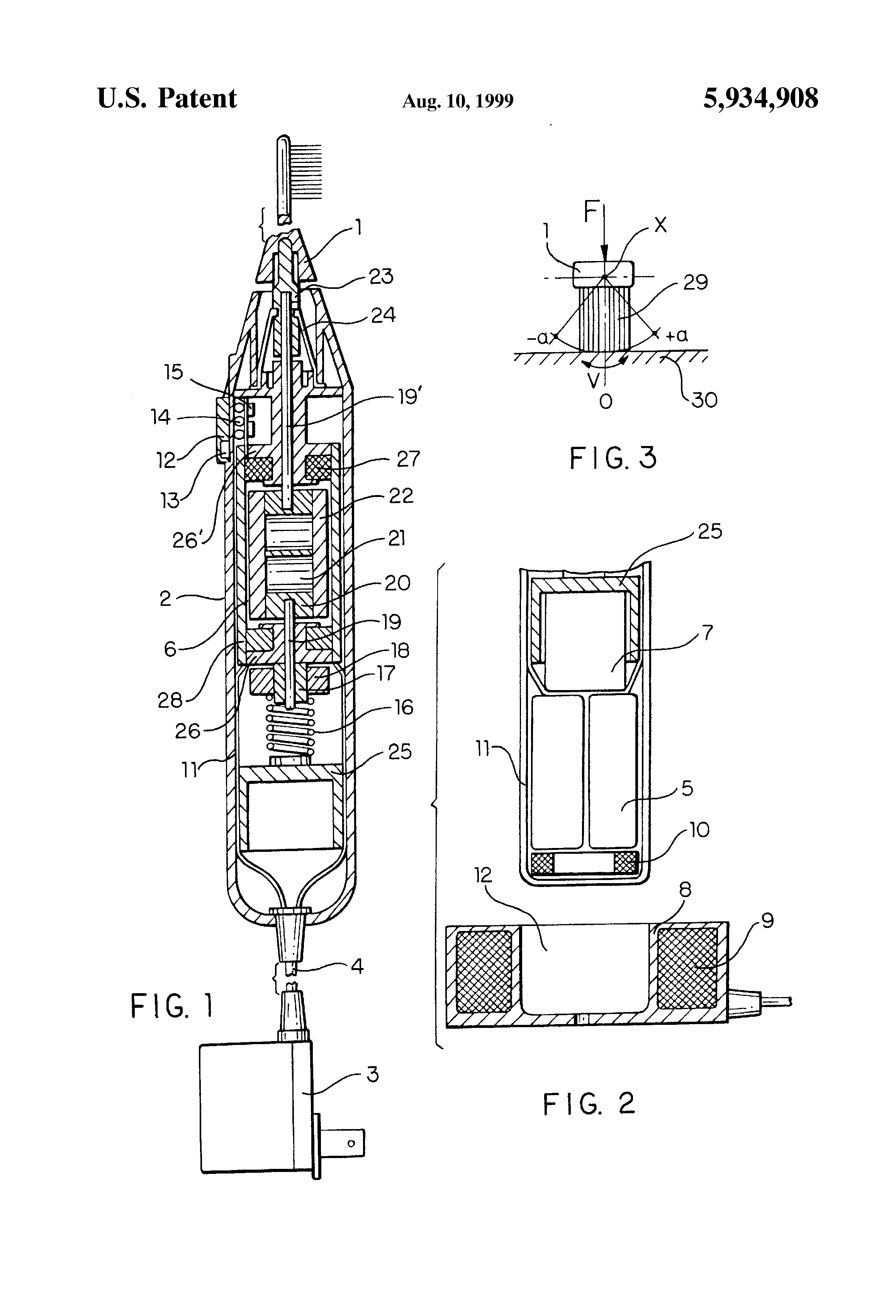 An image of the patent for Philippe-Guy Woog's High Powered Automatic Electromechanical Toothbrush.