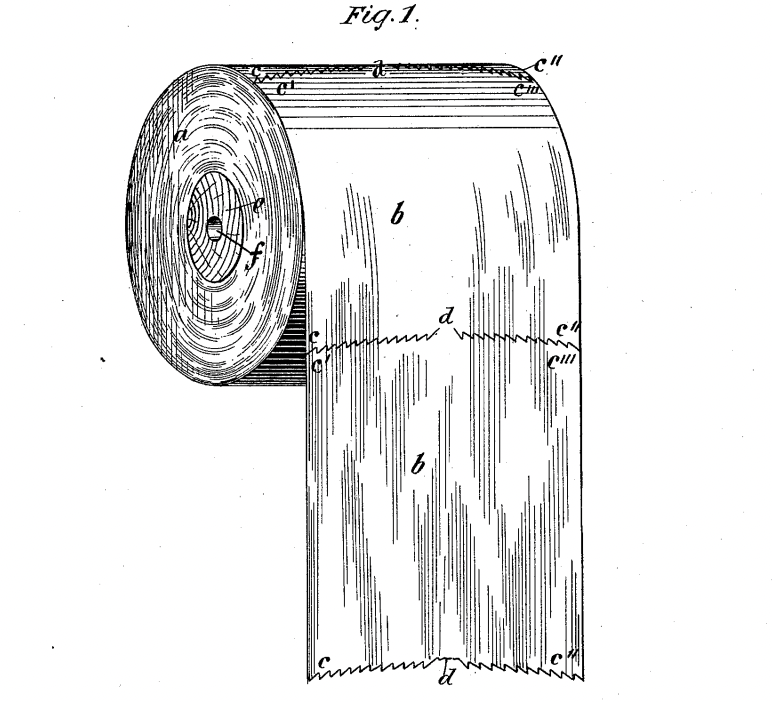 The original toilet paper roll patent by Seth Wheeler